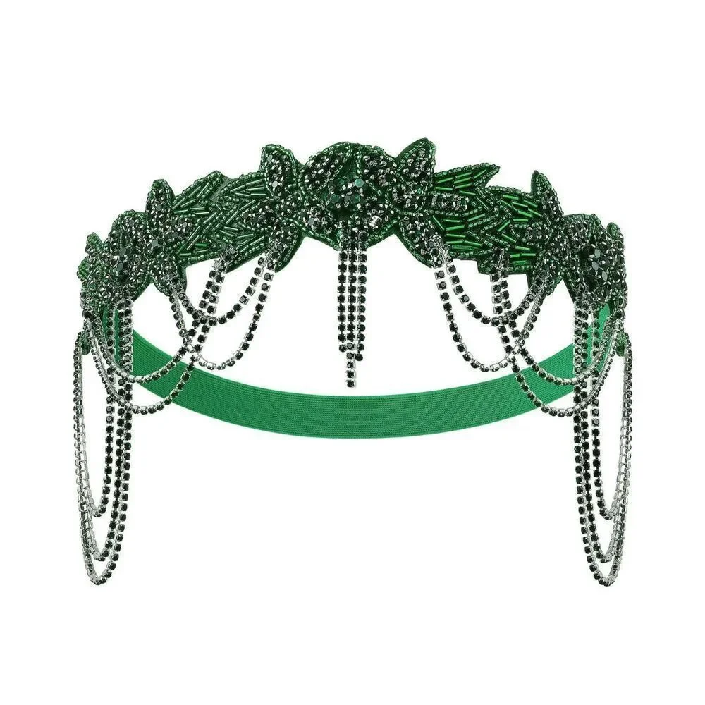 NWT 1920s Beaded Rhinestone Headband Flapper Gatsby